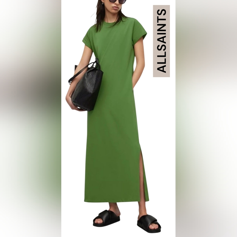 ALLSAINTS ANNA SHORT SLEEVE COTTON MAXI DRESS